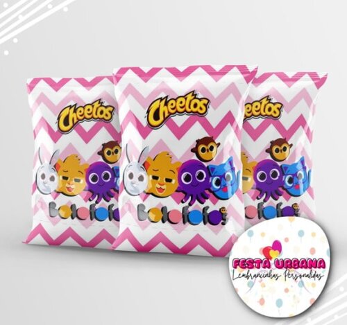Saquinho para Salgadinho Personalizado Bolofofos Rosa Menina Personalizado | Festa Infantil