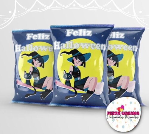 Saquinho para Salgadinho Personalizado Dia Das Bruxas Halloween Personalizado | Festa Infantil