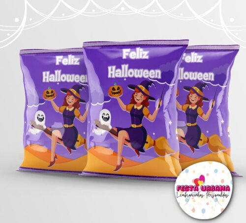 Saquinho para Salgadinho Personalizado Dia Das Bruxas Halloween Personalizado | Festa Infantil