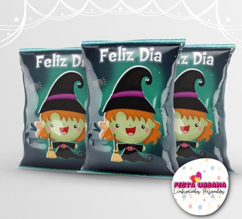 Saquinho para Salgadinho Personalizado Dia Das Bruxas Halloween Personalizado | Festa Infantil