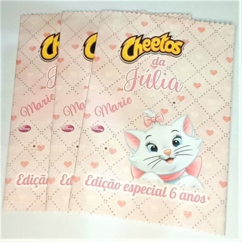 Saquinho para Salgadinho Personalizado Gatinha Marie Personalizad