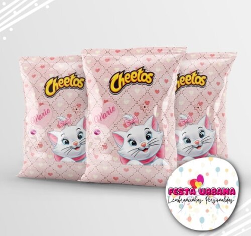 Saquinho para Salgadinho Personalizado Gatinha Marie Personalizado | Festa Infantil