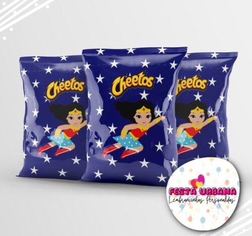 Saquinho para Salgadinho Personalizado Mulher Maravilha Personalizado | Festa Infantil
