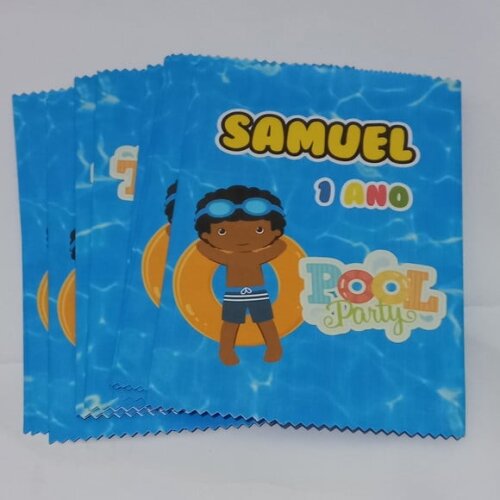 Saquinho para Salgadinho Personalizado Pool Party Menino Festa na