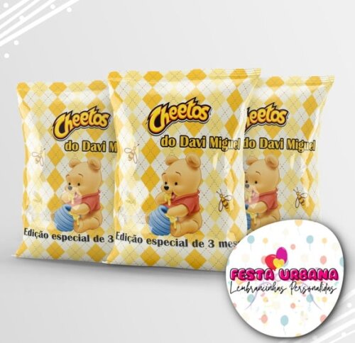 Saquinho para Salgadinho Personalizado Ursinho Pooh Personalizado | Festa Infantil