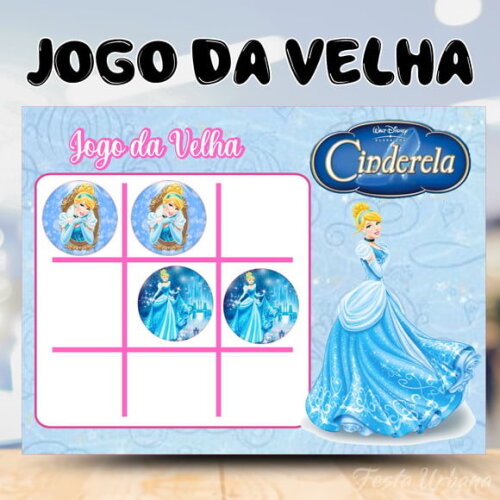 Jogo da Velha Cinderela Personalizado | Lembrancinha Festa Infantil