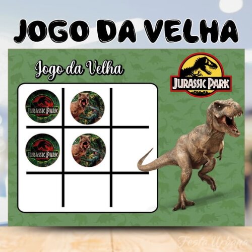 Jogo da Velha Jurassic Park Personalizado | Lembrancinha Festa Infantil