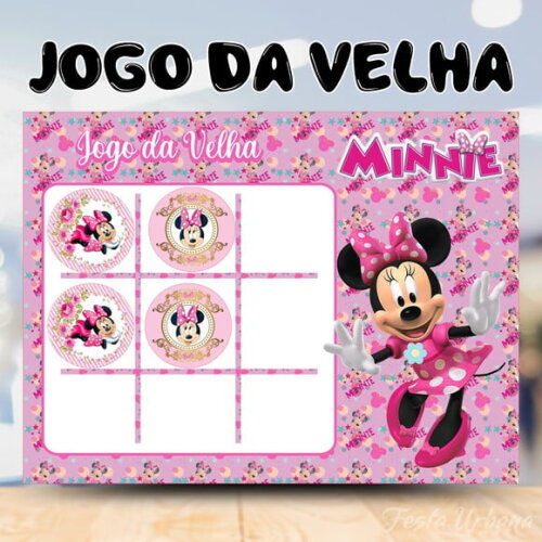 Jogo da Velha Minnie Rosa Personalizado | Lembrancinha Festa Infantil