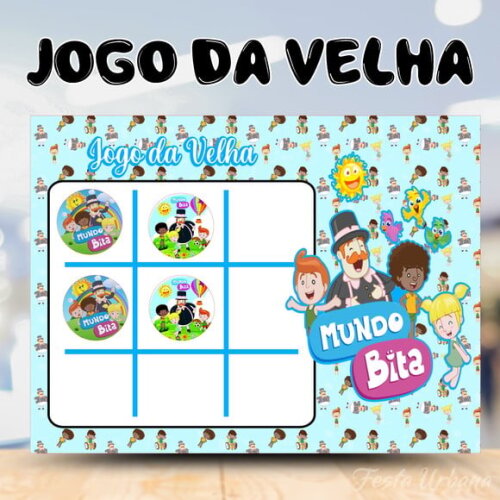 Jogo da Velha Mundo Bita Personalizado | Lembrancinha Festa Infantil