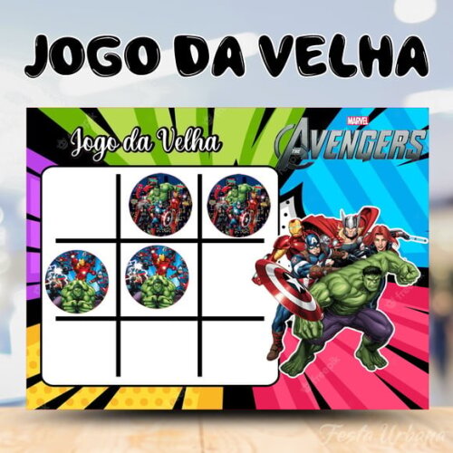 Jogo da Velha Vingadores Personalizado | Lembrancinha Festa Infantil