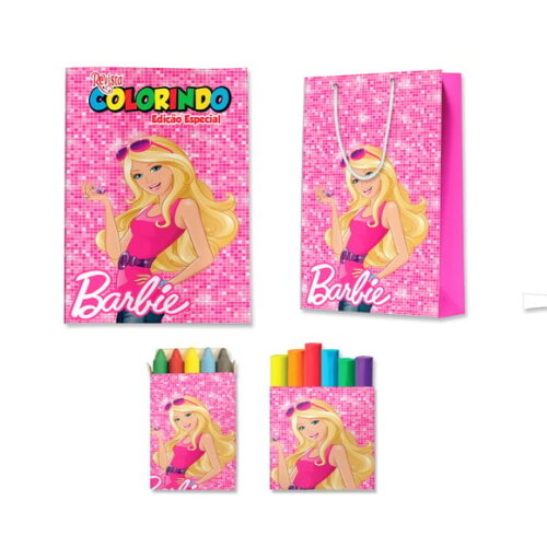 Kit Colorir com Massinha e Sacola Barbie | Lembrancinha Festa Infantil