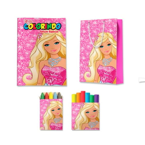 Kit Colorir com Massinha e Sacola Barbie | Lembrancinha Festa Infantil