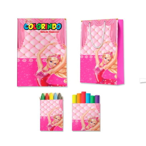 Kit Colorir com Massinha e Sacola Barbie Bailarina | Lembrancinha Festa Infantil