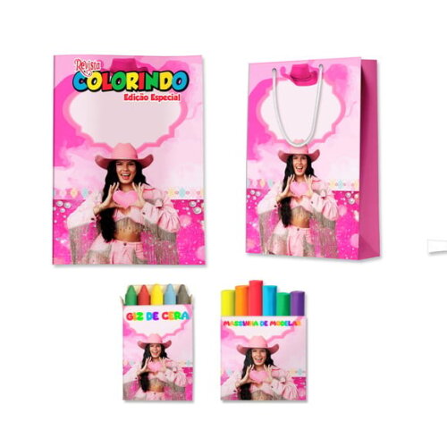 Kit Colorir com Massinha e Sacola Boiadeira Ana Castela | Lembrancinha Festa Infantil