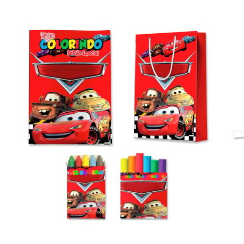 Kit Colorir com Massinha e Sacola Carros Relâmpago Mcqueen | Lembrancinha Festa Infantil