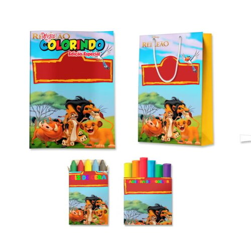 Kit Colorir com Massinha e Sacola Guarda do Leão | Lembrancinha Festa Infantil