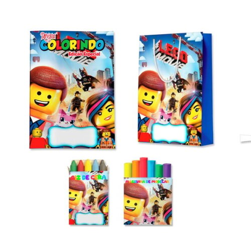 Kit Colorir com Massinha e Sacola Lego | Lembrancinha Festa Infantil