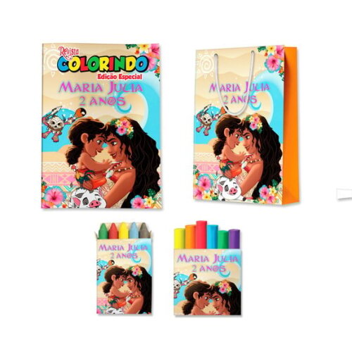 Kit Colorir com Massinha e Sacola Moana 2 | Lembrancinha Festa Infantil