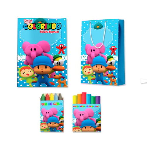 Kit Colorir com Massinha e Sacola Pocoyo | Lembrancinha Festa Infantil