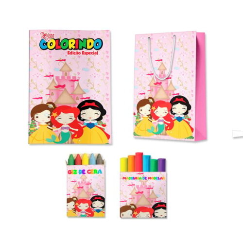 Kit Colorir com Massinha e Sacola Princesas Cute Baby | Lembrancinha Festa Infantil