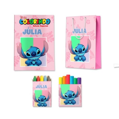 Kit Colorir com Massinha e Sacola Stitch | Lembrancinha Festa Infantil