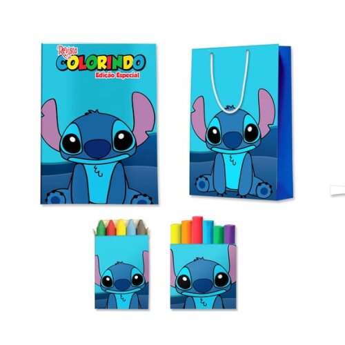 Kit Colorir com Massinha e Sacola Stitch | Lembrancinha Festa Infantil