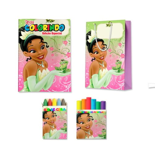 Kit Colorir com Massinha e Sacola Tiana Princesa e o Sapo | Lembrancinha Festa Infantil
