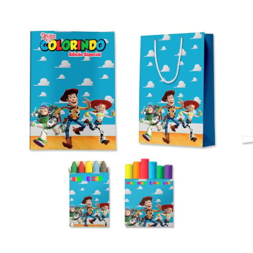 Kit Colorir com Massinha e Sacola Toy Story | Lembrancinha Festa Infantil