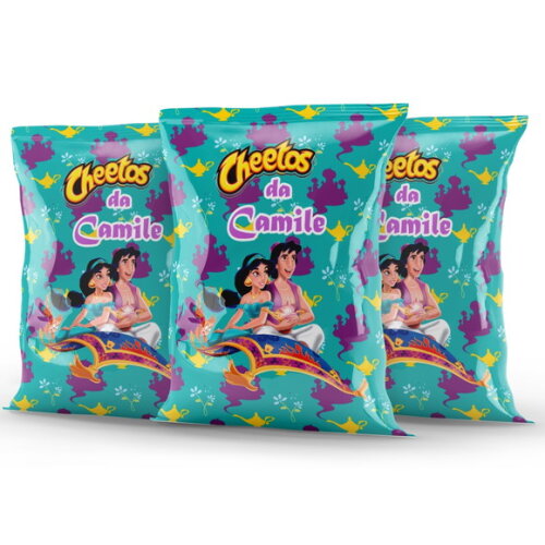 Salgadinho Personalizado Jasmine Princesa | Cheetos ou Fandangos