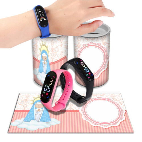 Relógio Infantil Personalizado Nossa Senhora Relógio Digital no Cofrinho | Lembrancinha Festa Infantil