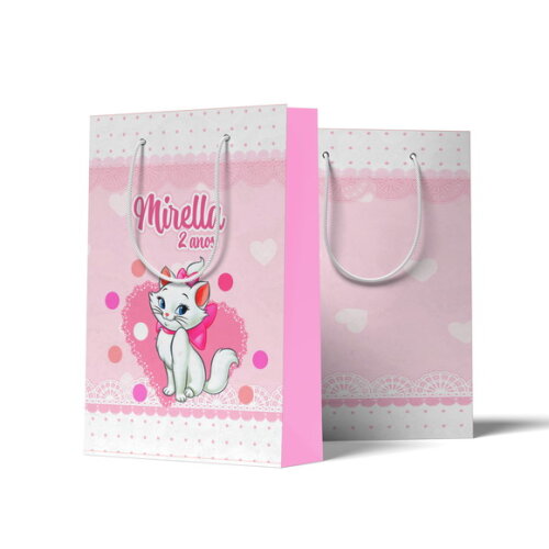 Sacolinha Personalizada G Gatinha Marie | Lembrancinha Festa Infantil