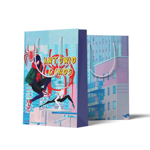 Sacolinha Personalizada G Homem Aranha Aranhaverso | Lembrancinha Festa Infantil