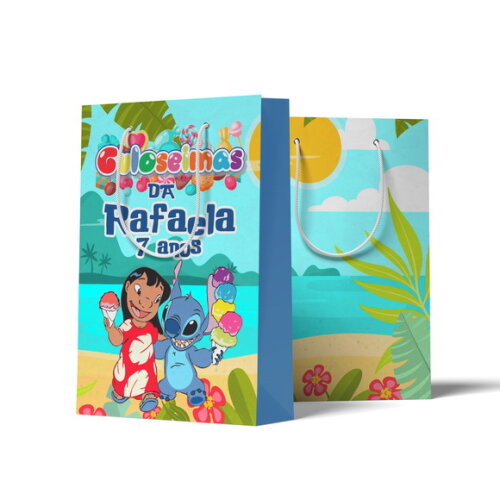 Sacolinha Personalizada G Lilo e Stitch | Lembrancinha Festa Infantil