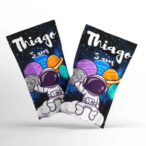 Saquinho Metalizado Personalizado Astronauta| Zip Lock G 12 x 20 cm | Lembrancinha Infantil