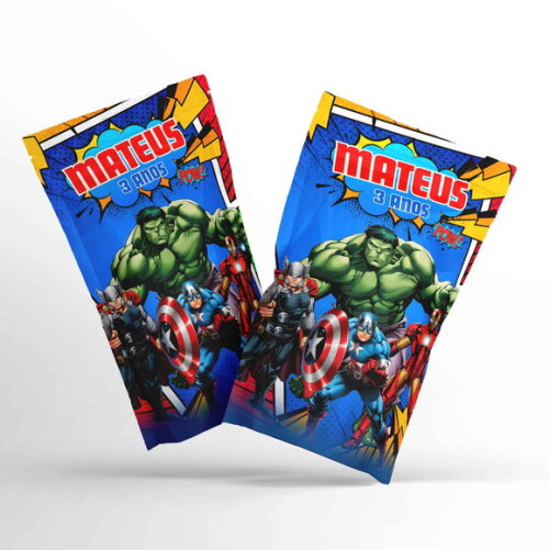 Saquinho Metalizado Personalizado Vingadores | G 12 x 20 cm | Lembrancinha Infantil
