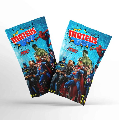 Saquinho Metalizado Personalizado Vingadores | G 12 x 20 cm | Lembrancinha Infantil