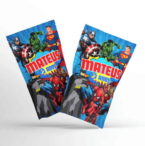 Saquinho Metalizado Personalizado Vingadores | G 12 x 20 cm | Lembrancinha Infantil