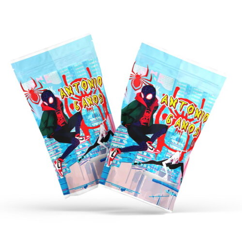 Saquinho Metalizado Personalizado Saquinho Zip Lock Aranhaverso Homem Aranha | G 12 X20 cm | Lembrancinha Infantil