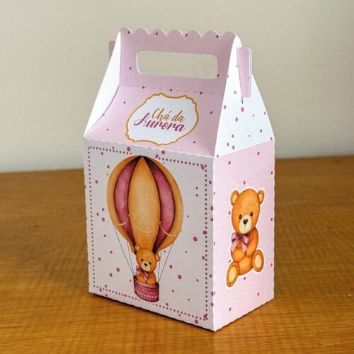Kit 40 Caixinhas Personalizadas Chá de Bebê Ursinha Rosa | Lemb