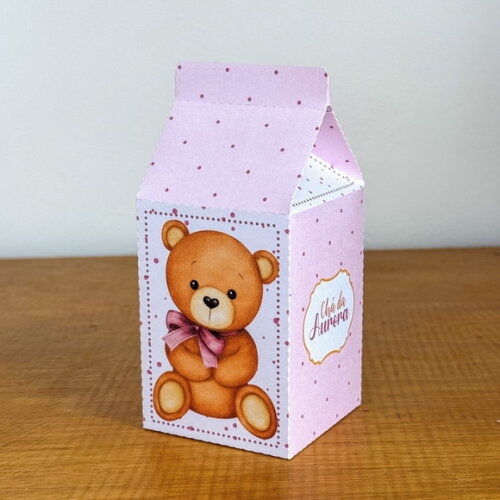 Kit 40 Caixinhas Personalizadas Chá de Bebê Ursinha Rosa | Lemb