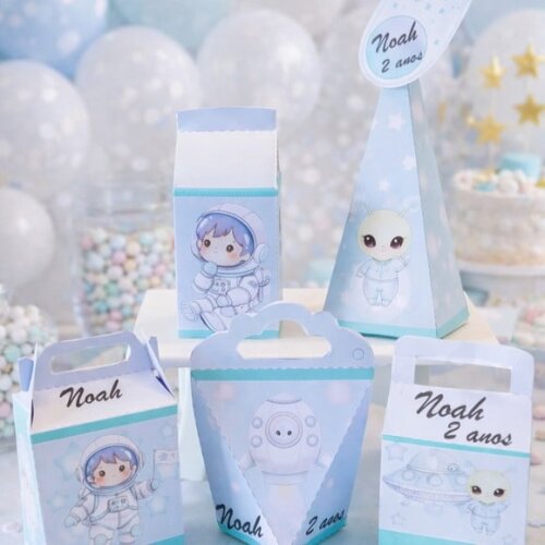 Kit Festa 20 Caixinhas Personalizadas Astronauta | Lembrancinha Festa Infantil