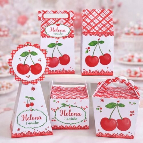 Kit Festa 20 Caixinhas Personalizadas Cerejinha  | Lembrancinha Festa Infantil