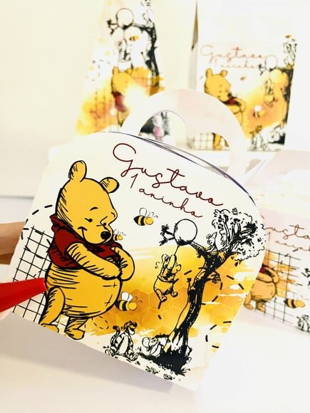 Kit Festa 20 Caixinhas Personalizadas Ursinho Pooh  | Lembrancinh