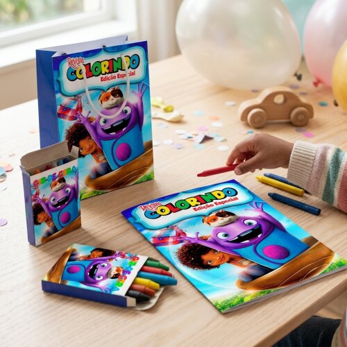 Kit Colorir com Massinha e Sacola Cada Um na Sua Casa | Lembranci