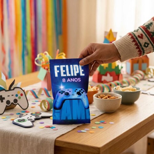Saquinho Metalizado Personalizado Game Menino | Lembrancinha