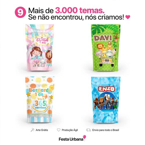 Saquinho Metalizado Personalizado Unicórnio kawaii| Lembrancinha
