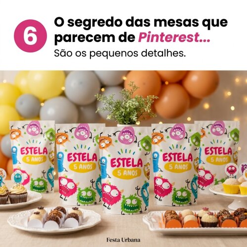 Saquinho Metalizado Personalizado Monstrinhos| Lembrancinha Festa