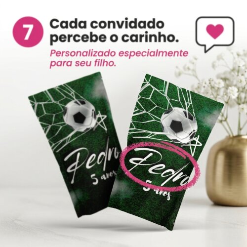 Saquinho Metalizado Personalizado Futebol| Lembrancinha Festa