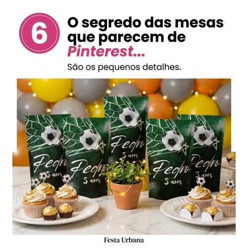 Saquinho Metalizado Personalizado Futebol| Lembrancinha Festa