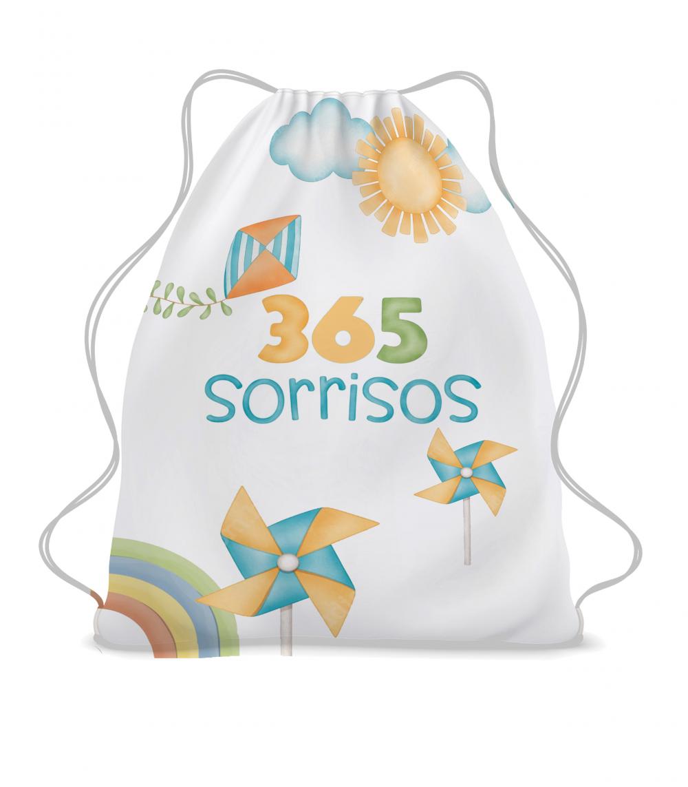 Lembrancinha Mochila Saco 365 Sorrisos Personalizada